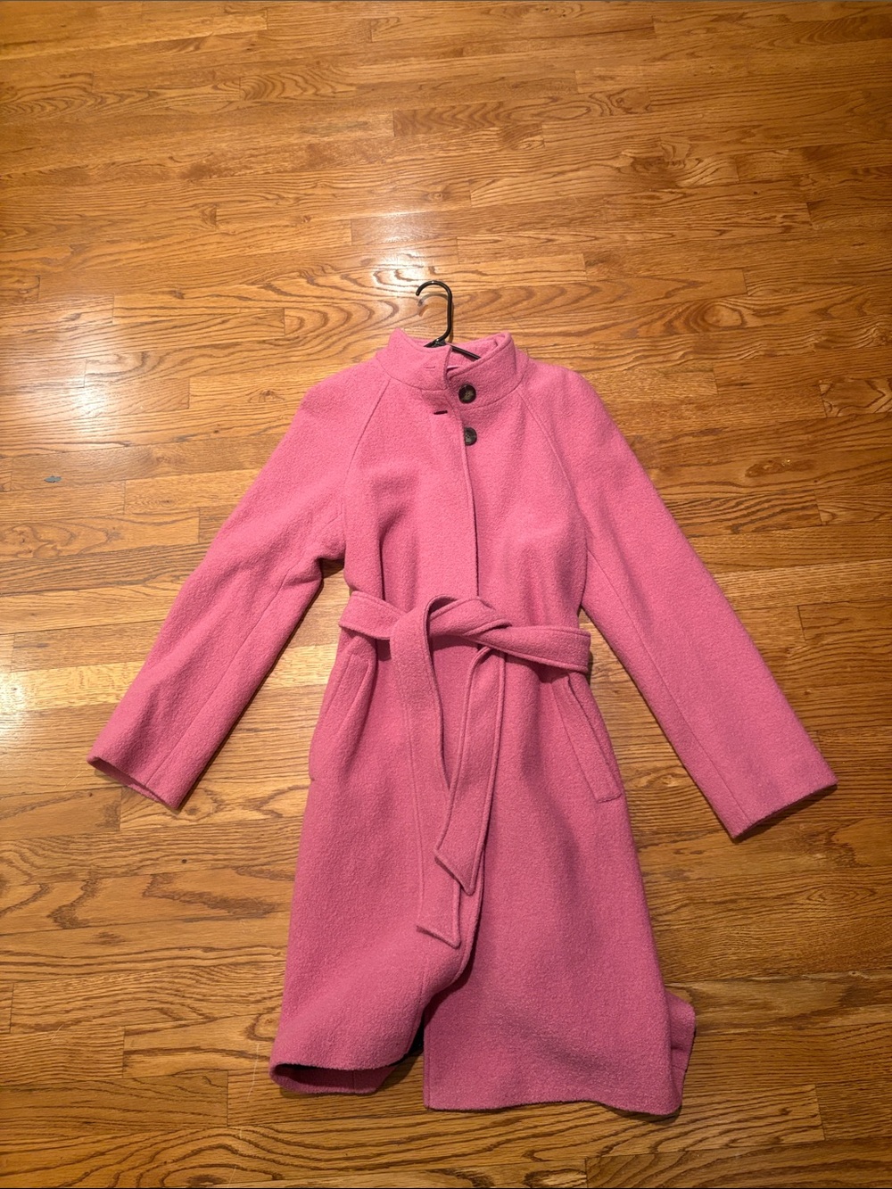 Boden Pink Belted Wool-Blend Trench Coat